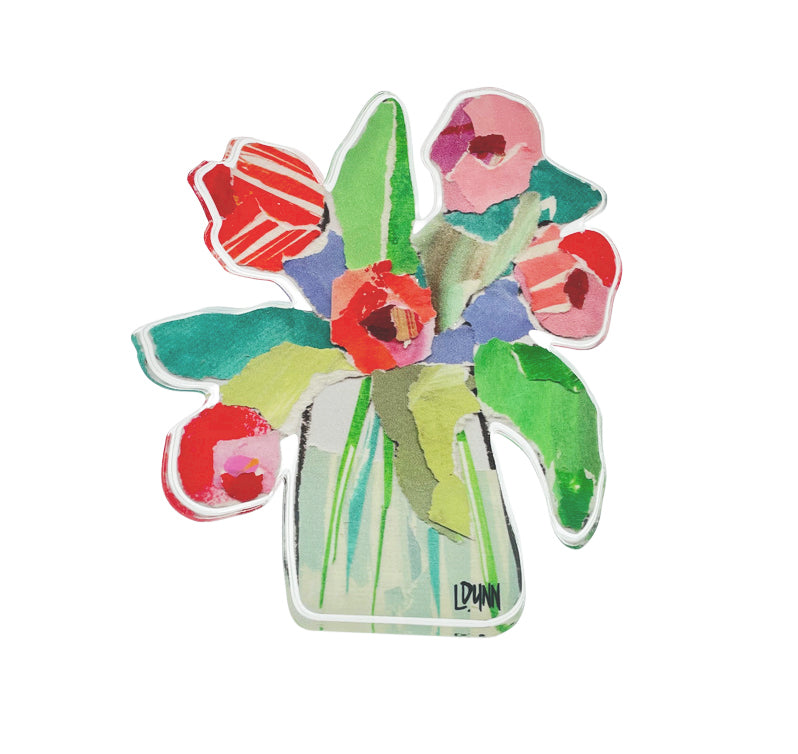 RED STRIPED TULIPS ACRYLIC BLOOM BLOCK